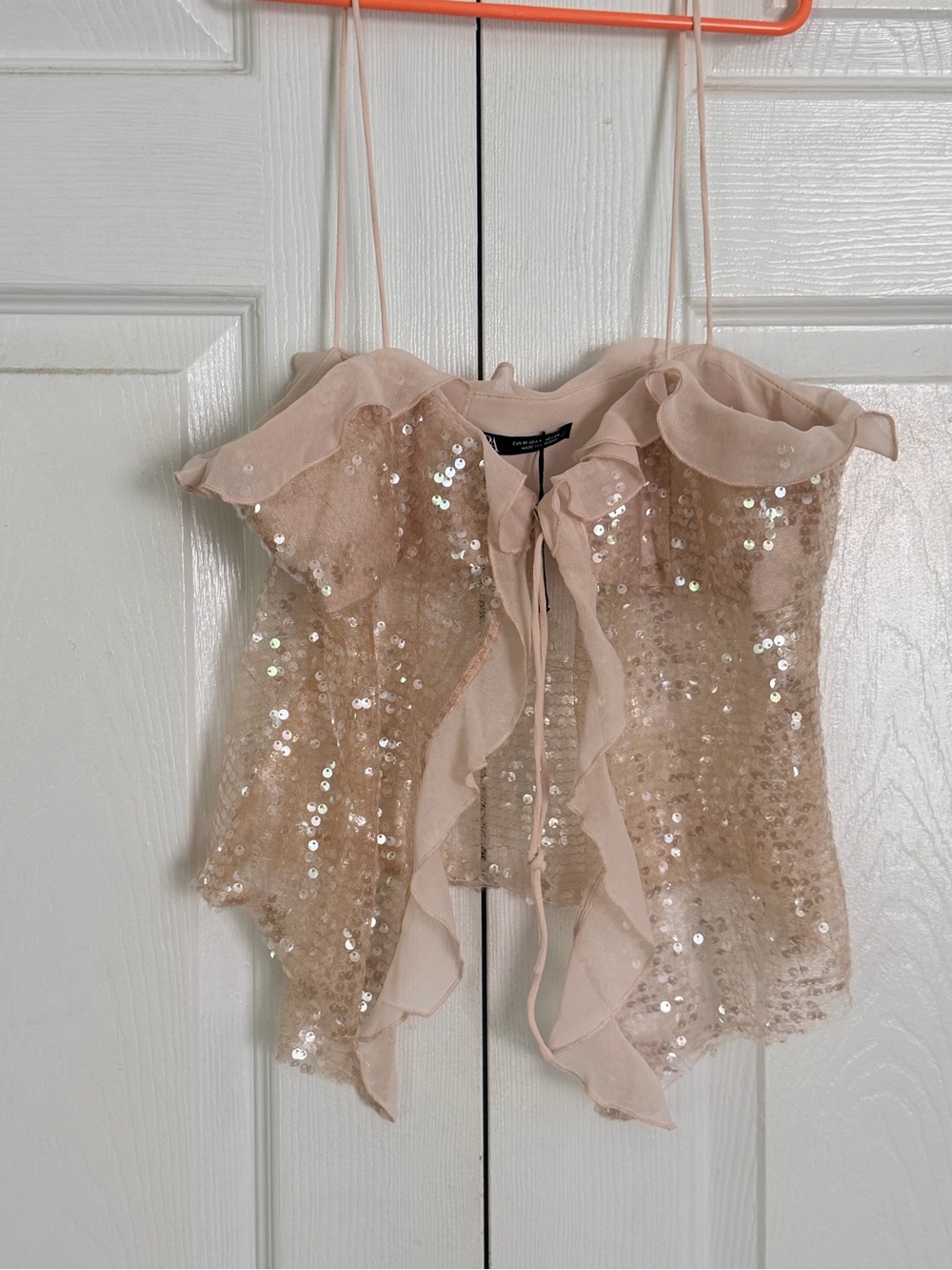 Zara Blush Sequin Ruffle Camisole